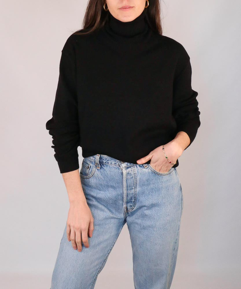 Vintage Country Road ribbed black roll neck (AU 10-16)