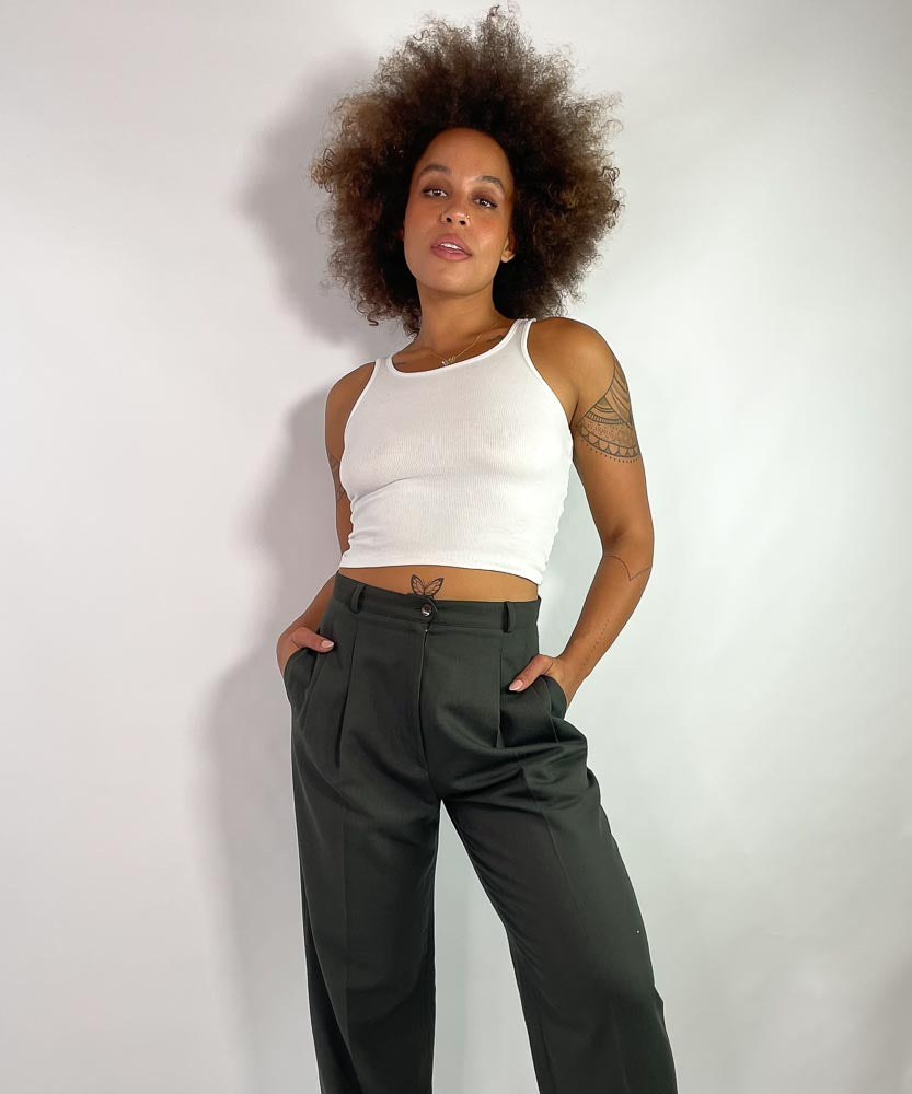 VINTAGE FOREST GREEN TROUSERS (AU12)