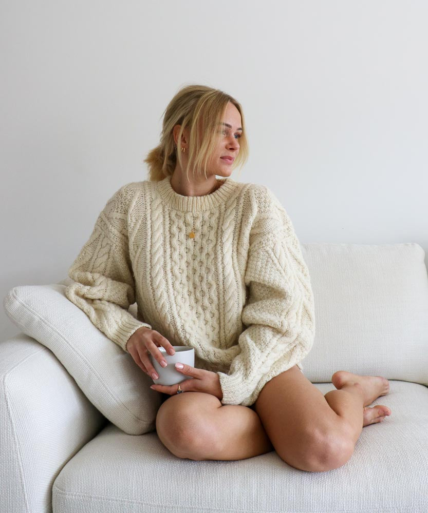 VINTAGE CREAM CHUNKY CABLE KNIT (8-14)