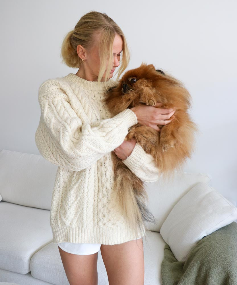 VINTAGE CREAM CHUNKY CABLE KNIT (8-14)