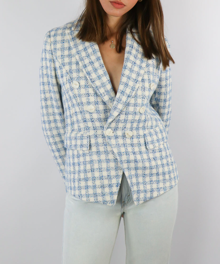 COUNTRY ROAD BLUE AND WHITE GINGHAM BLAZER (AU6-10)