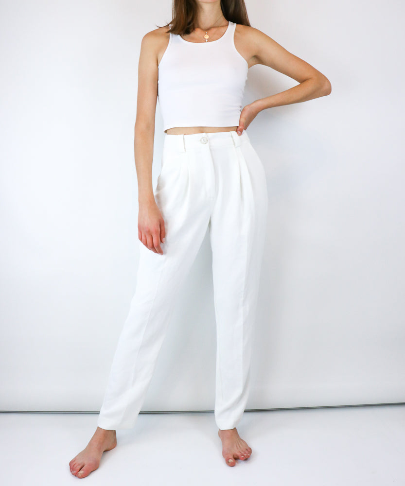 CUE WHITE HIGH WAISTED TROUSERS (AU8-10)