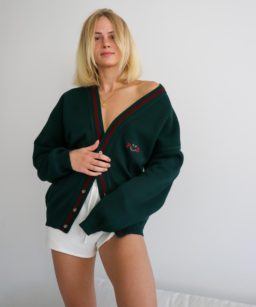 VINTAGE FOREST GREEN SLOUCH CARDIGAN (8-16)