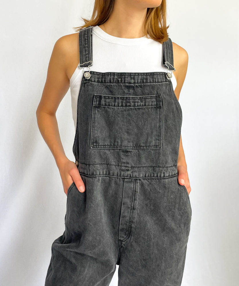 WASHED BLACK ABRAND OVERALLS (8-12)