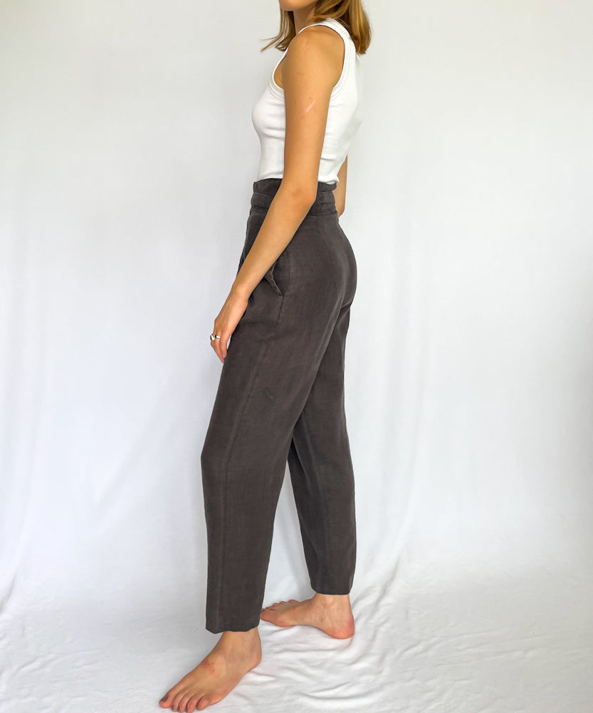 90’S WASHED BLACK LINEN HIGH WAISTED PANTS (12)