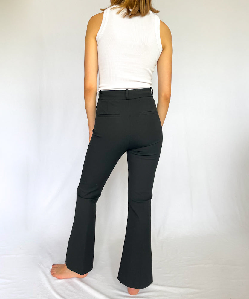 REISS BLACK FLARED TAILORED TROUSERS (8)