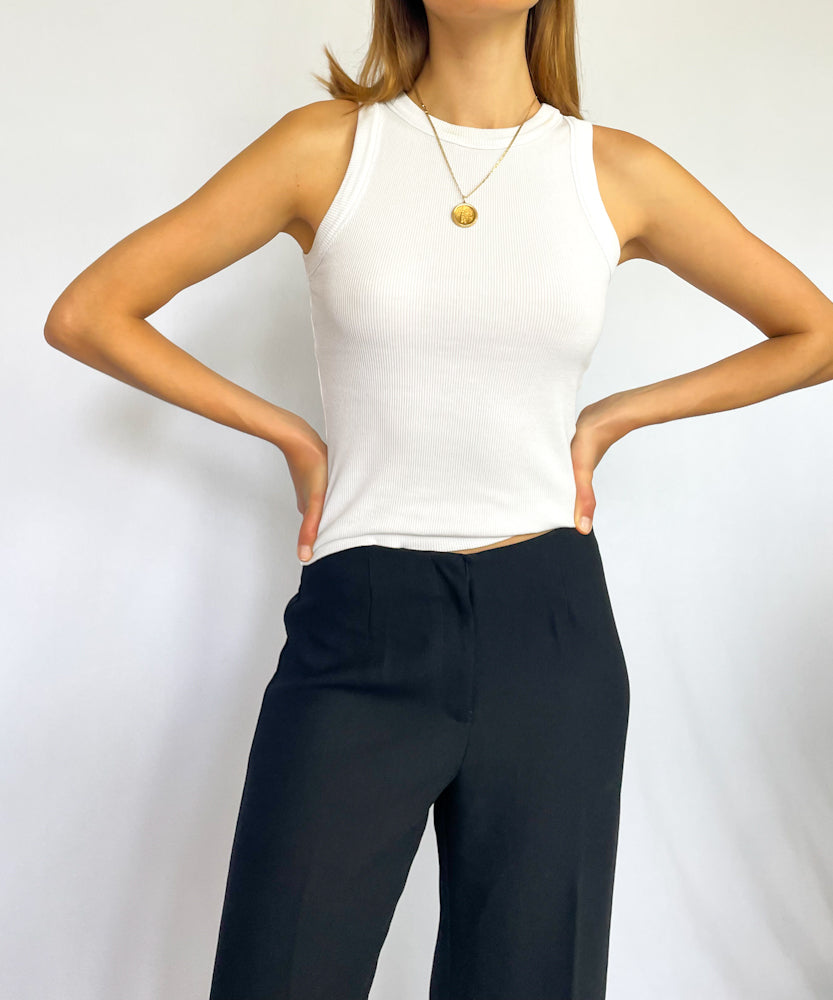 90’S BLACK WIDE LEG TAILORED TROUSERS (10)