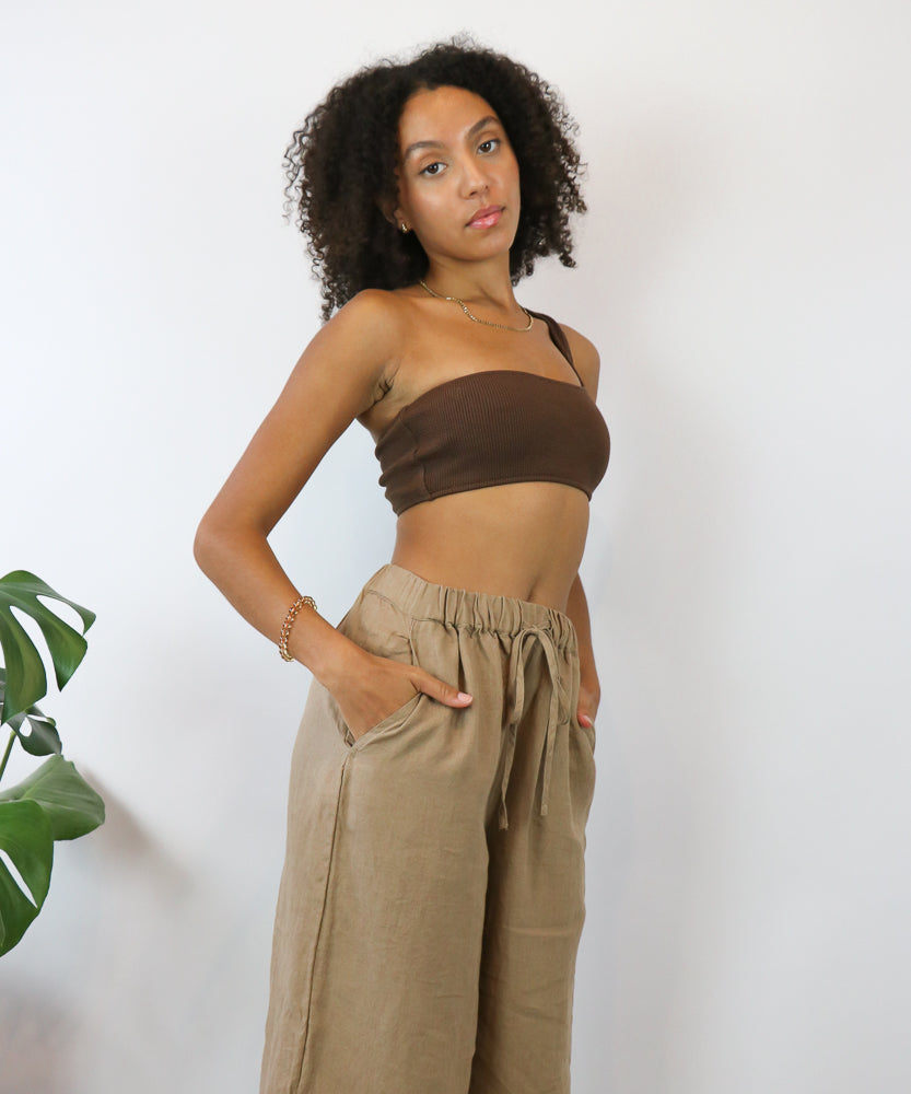 WIDE LEG LINEN PANT IN FAWN (XS-M)