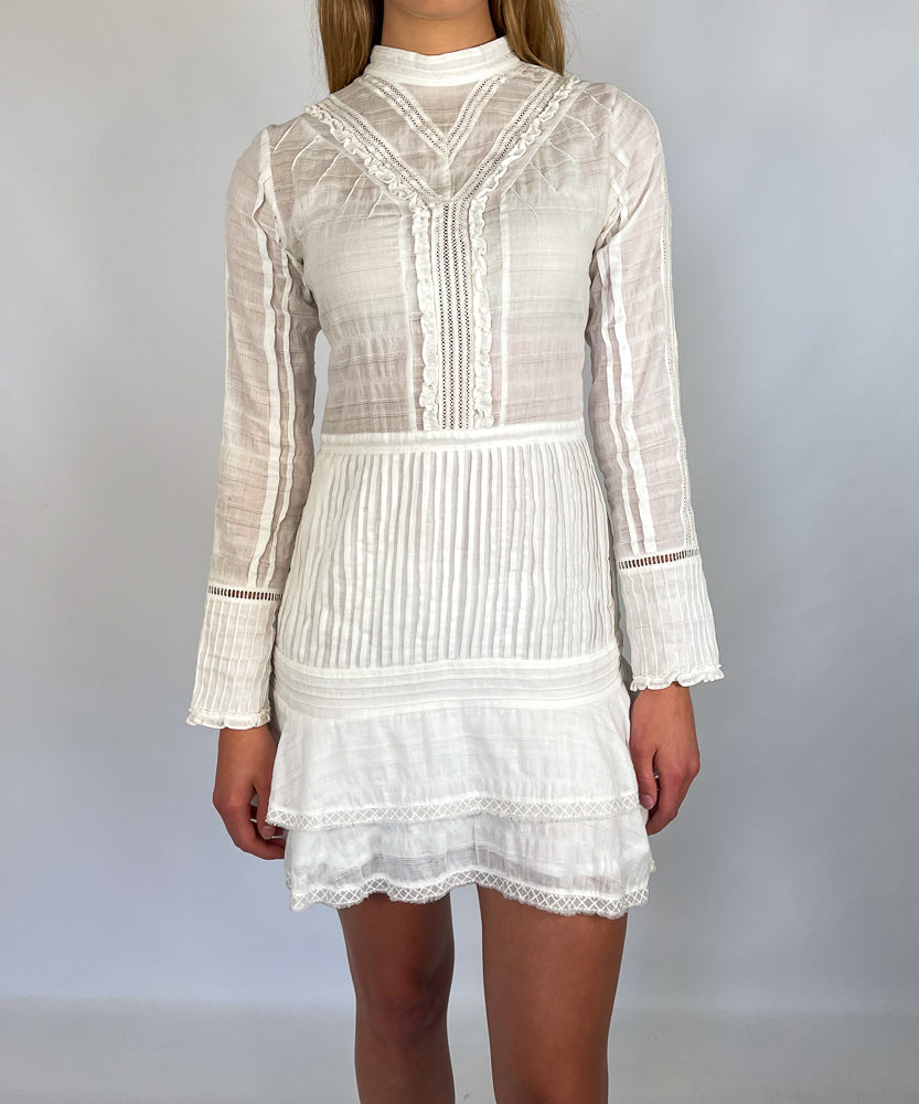 SIR THE LABEL LUCILLE EMBROIDERED SHIFT DRESS (S)