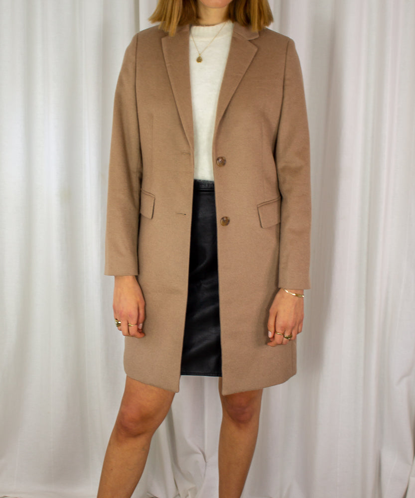 TAN WOOL AND CASHMERE COAT (AU6-10)