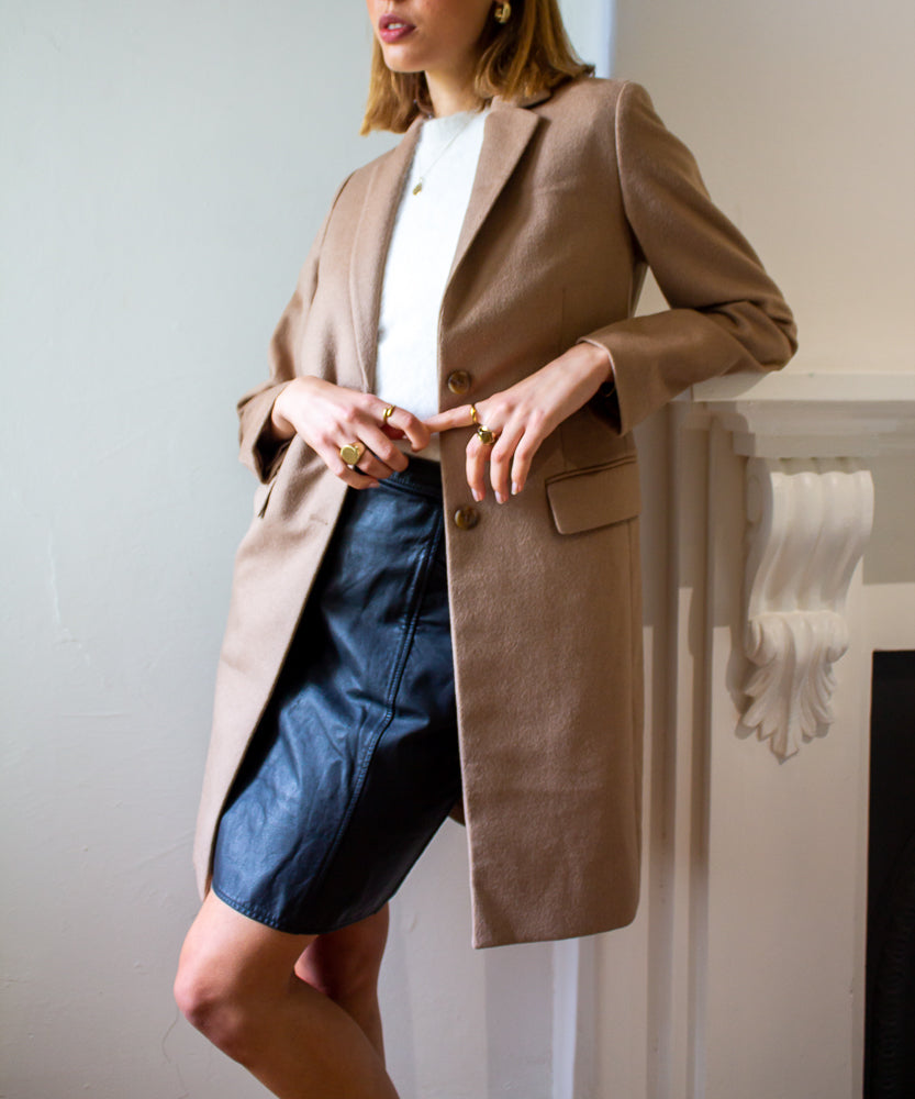 TAN WOOL AND CASHMERE COAT (AU6-10)