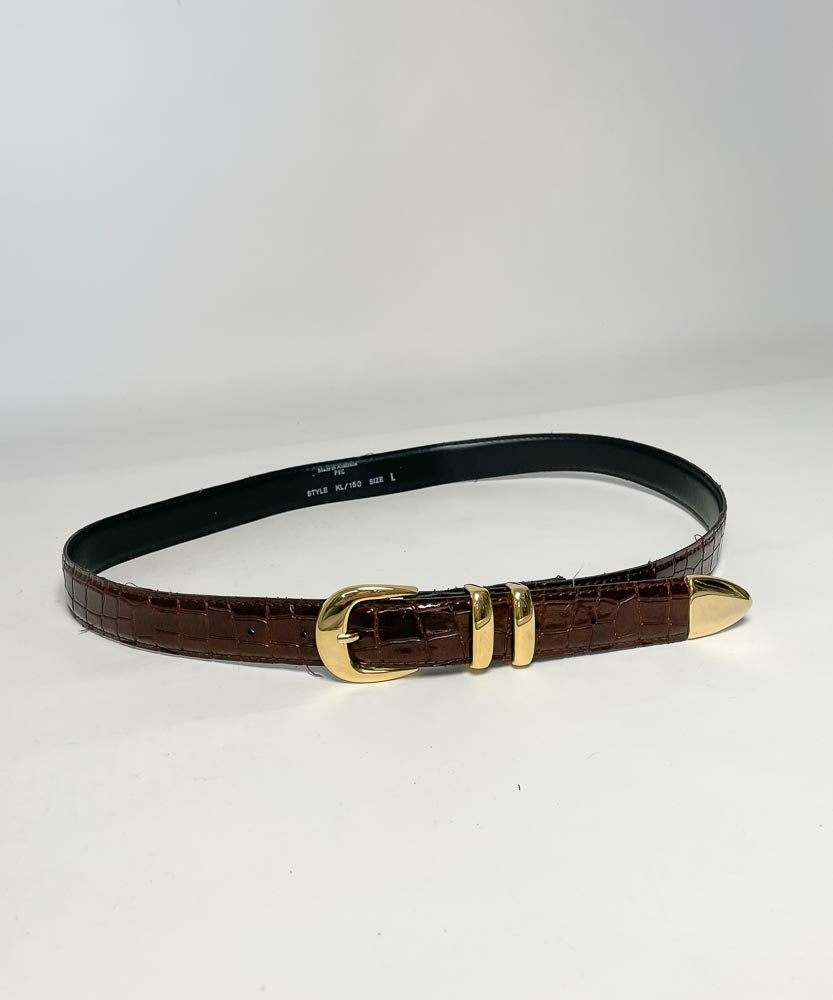 VINTAGE CHOCOLATE AND GOLD BELT (L)